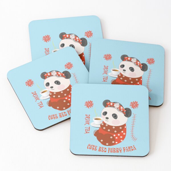 Item preview,  Cute Furry Red Panda Drinking tea designed and sold by fatydesignspace.