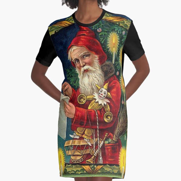 Merry Christmas Vintage -Available As Art Prints-Mugs,Cases,Duvets,T Shirts,Stickers,etc Graphic T-Shirt Dress