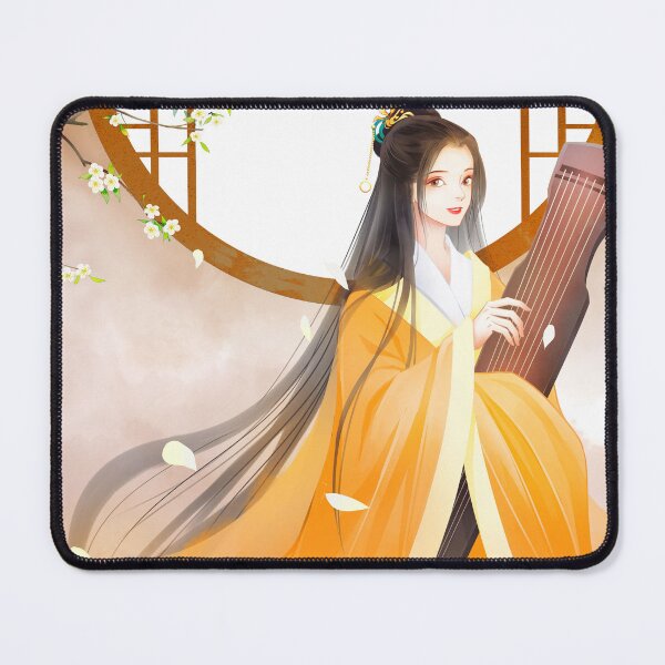 Item preview, The girl in yellow holding the zheng original illustration, the girl in yellow holding the zheng, original illustration poster, designed and sold by zenger2021.