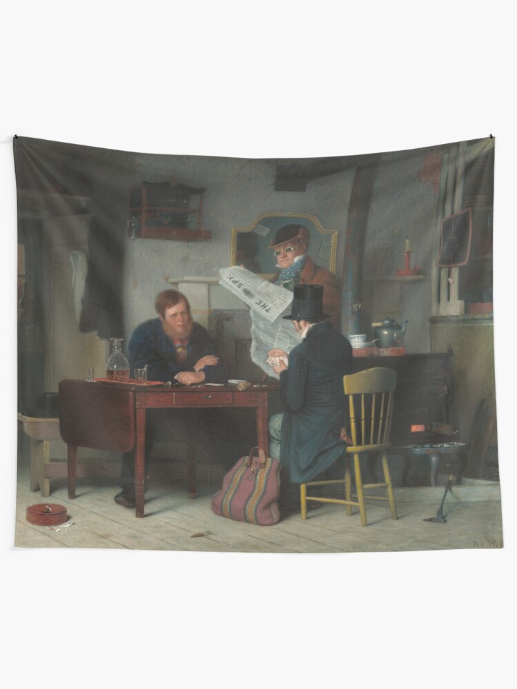 Alternate view of Waiting for the Stage Oil Painting by Richard Caton Woodville Tapestry