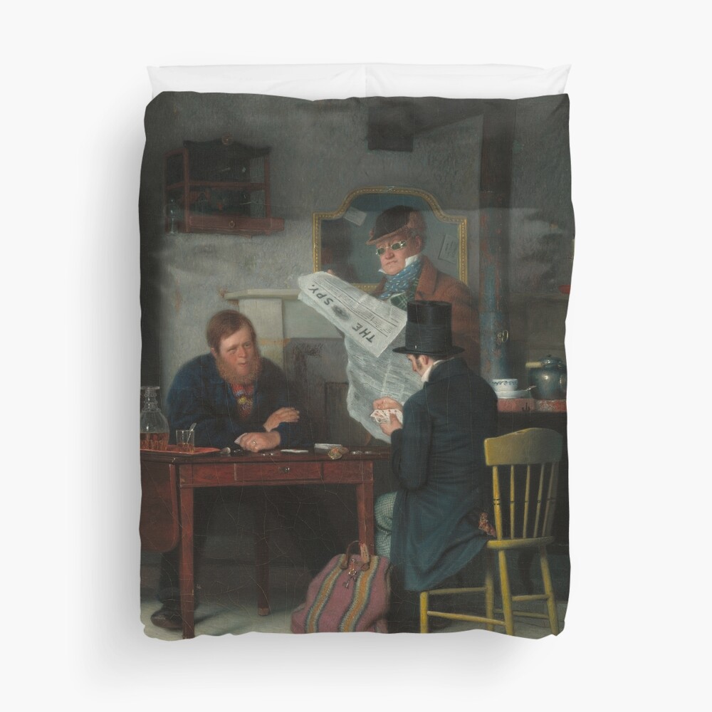 Waiting for the Stage Oil Painting by Richard Caton Woodville Duvet Cover