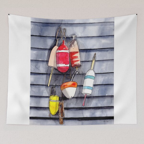 Item preview, Buoys Watercolor and Ink  designed and sold by Sandra Connelly.