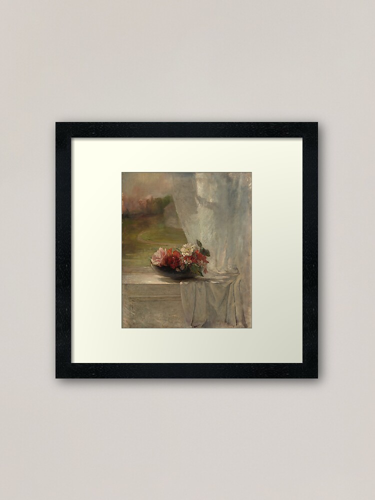 Alternate view of Flowers on a Window Ledge Oil Painting by John La Farge Framed Art Print