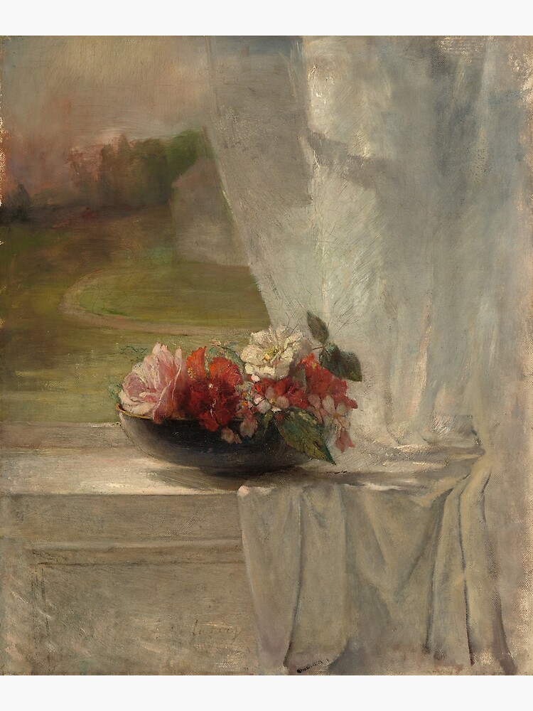 Flowers on a Window Ledge Oil Painting by John La Farge by podartist