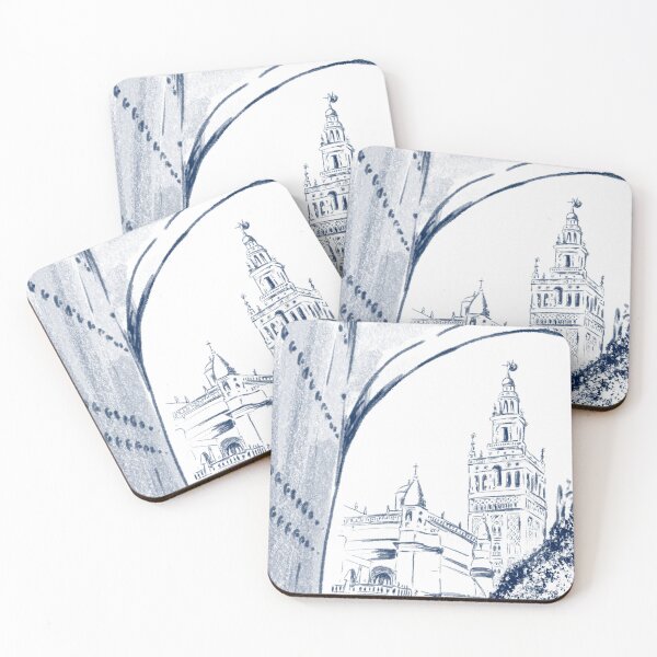 Item preview, DRAW HANDMADE OF GIRALDA - SEVILLA - SEVILLE SPAIN- POSTER - BLUE - DRAWINGS  designed and sold by Tropical Blood.