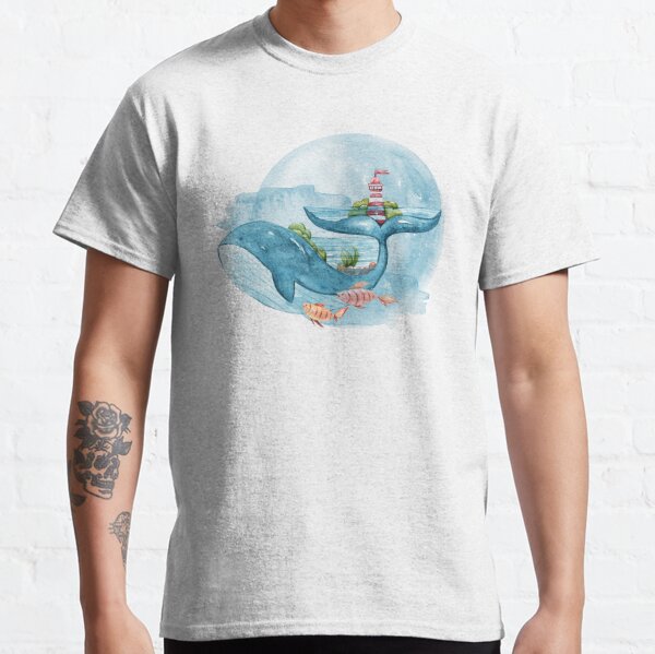 Cute watercolor whale illustration Classic T-Shirt