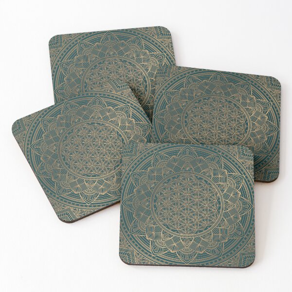 Item preview, The Flower of Life Gold Mandala On Dark Green designed and sold by Vic Torys ☆.