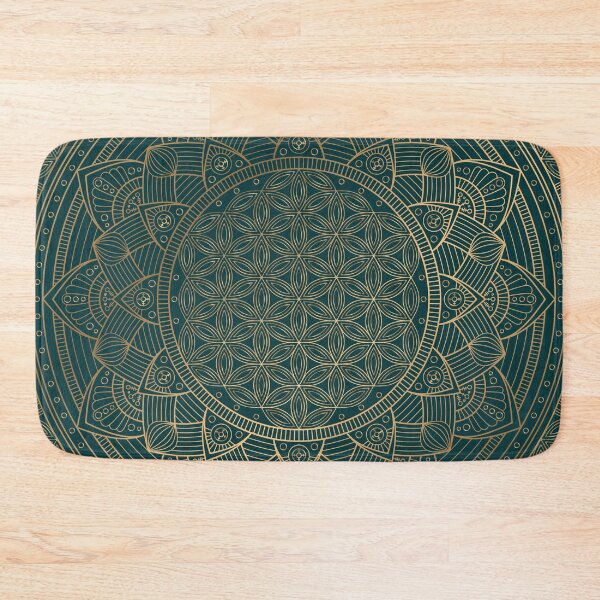Item preview, The Flower of Life Gold Mandala On Dark Green designed and sold by Vic Torys ☆.