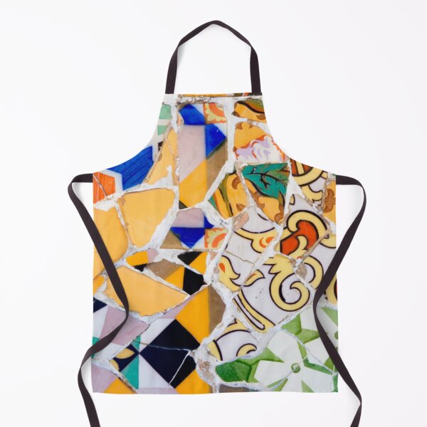 Item preview, Gaudi Tile Barcelona Architecture Building white and yellow mosaic designed and sold by BlankaDesigns.