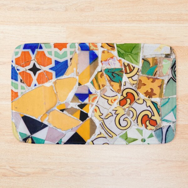 Item preview, Gaudi Tile Barcelona Architecture Building white and yellow mosaic designed and sold by BlankaDesigns.
