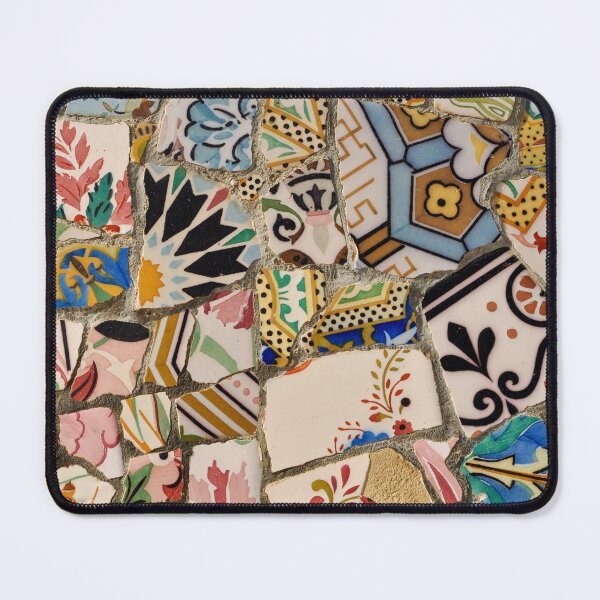 Item preview, Gaudi Tile Barcelona Architecture Building white and blue mosaic designed and sold by BlankaDesigns.