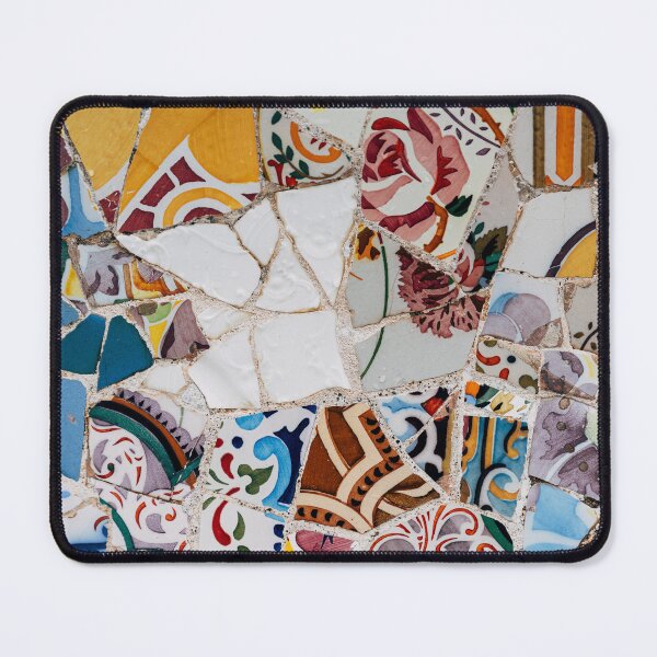 Item preview, Gaudi Tile Barcelona Architecture Building white and purple mosaic designed and sold by BlankaDesigns.