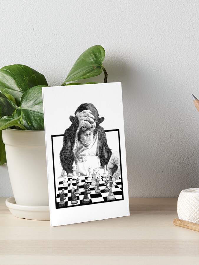 Funny Chess Monkey checkmate king chessboard 3d chess pawn room smart  monkey genius iq game night board game chimpanzees gorilla ape funny chimp   Art Board Print for Sale by weird83