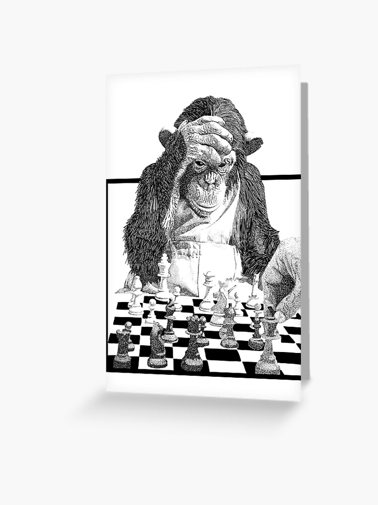 Funny Chess Monkey checkmate king chessboard 3d chess pawn room smart  monkey genius iq game night board game chimpanzees gorilla ape funny chimp   Art Board Print for Sale by weird83