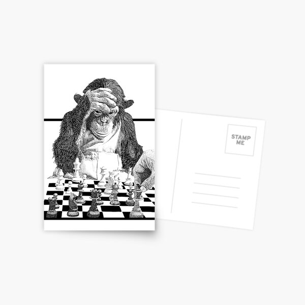 Monkey Playing Chess Postcard