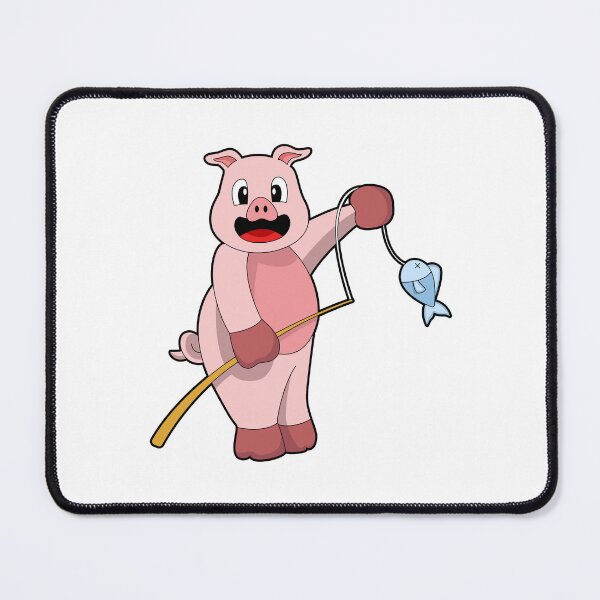 Item preview, Pig at Fishing with Fishing rod & Fish designed and sold by Snabdesign84.
