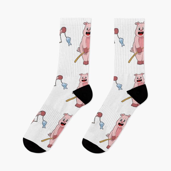 Item preview, Pig at Fishing with Fishing rod & Fish designed and sold by Snabdesign84.
