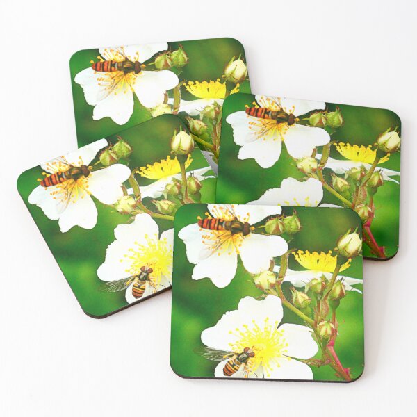 Item preview, Hoverflies on white roses designed and sold by angel1.