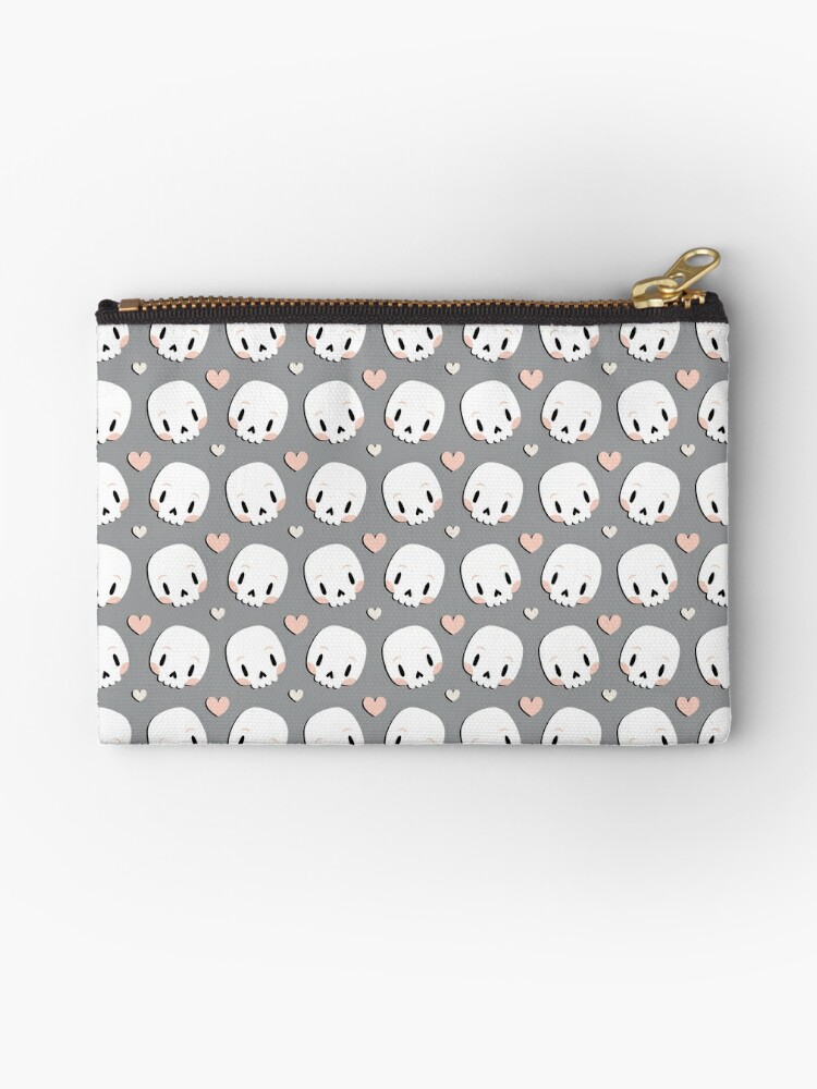 Zipper Pouch, Skulls in love designed and sold by petitspixels