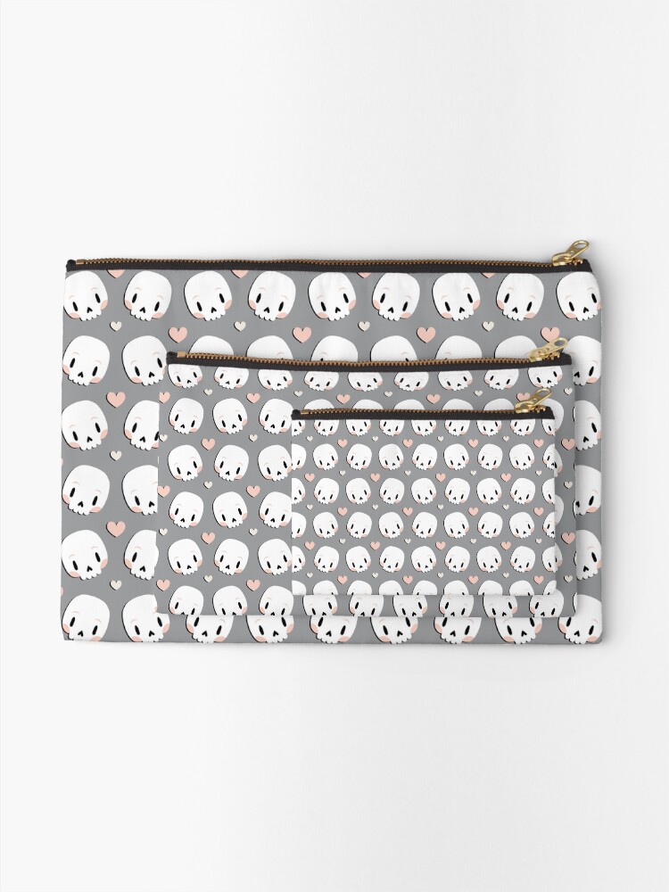 Thumbnail 2 of 4, Zipper Pouch, Skulls in love designed and sold by petitspixels.
