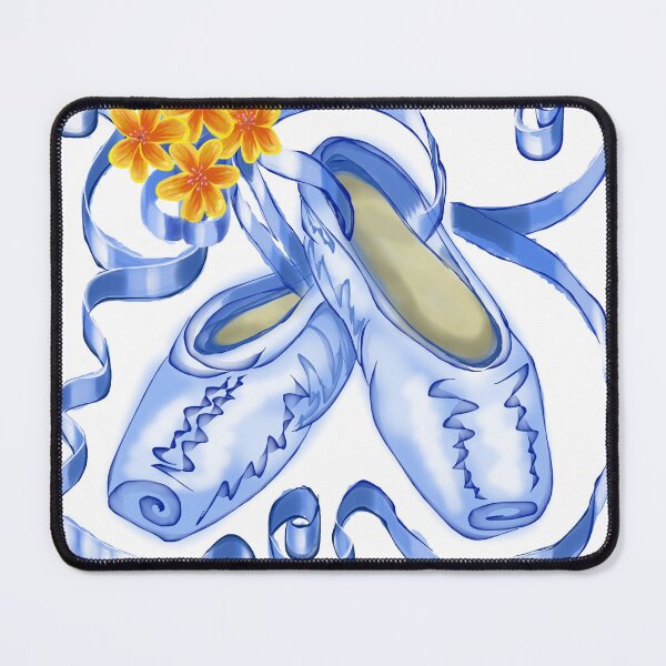 Item preview, Swirly Blue Pointe Shoes With Orange Flowers designed and sold by Heather Cox.
