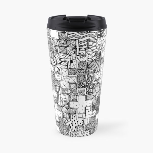 Textured Crosses Black n White Travel Mug