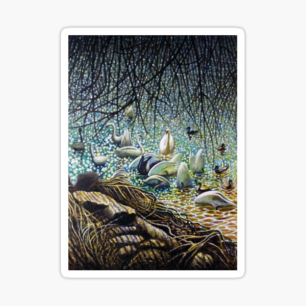 Swans, Ducks and Signets on the River Severn Sticker