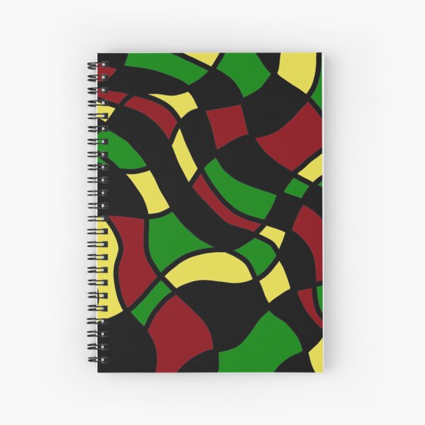 Juneteenth Red, Yellow, and Green Organic Abstract Shapes Spiral Notebook