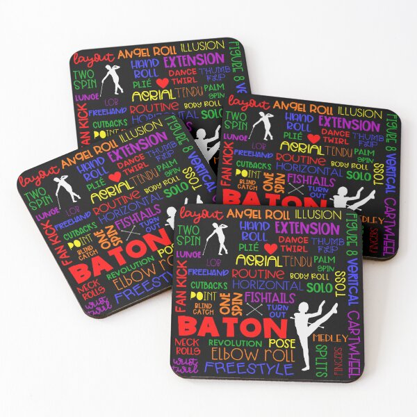 Item preview, Rainbow baton twirling word cloud (suitable for darker backgrounds) designed and sold by Peppermintmama.