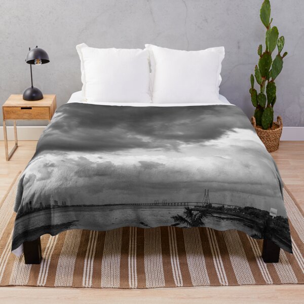 Item preview, Mumbai skyline with Sea link bridge in monochrome, India, modern art, wall art, print, personalised gifts, custom printed gifts designed and sold by CameraDesign.