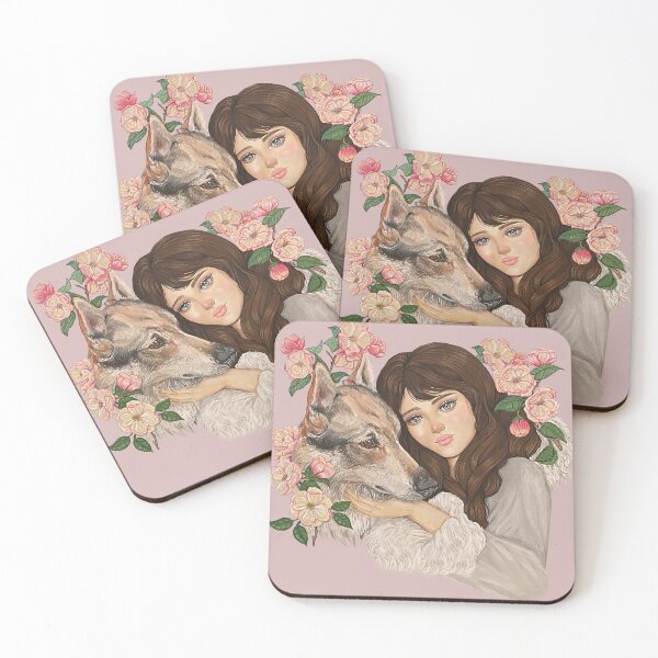 Item preview, Girl and wolf floral designed and sold by Loly artist.