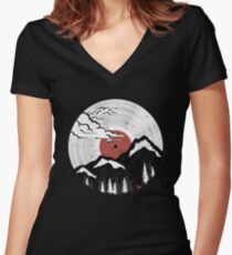 Vinyl disc Women's Fitted V-Neck T-Shirt