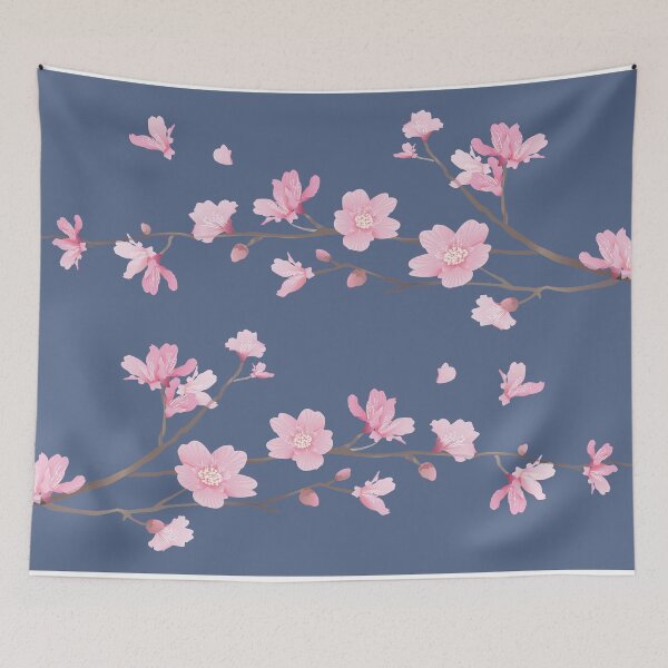 Item preview, Cherry Blossom flower plant - Denim blue designed and sold by designenrich.