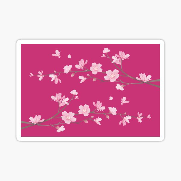 Cherry Blossom flower plant - Magenta pink Sticker