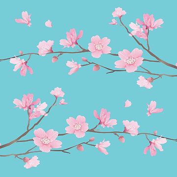 Artwork thumbnail, Cherry Blossom flower plant - Robin Egg Blue by designenrich