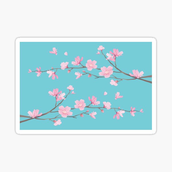 Cherry Blossom - Robin Egg Blue Sticker