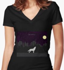 Cry Wolf Concept Women's Fitted V-Neck T-Shirt