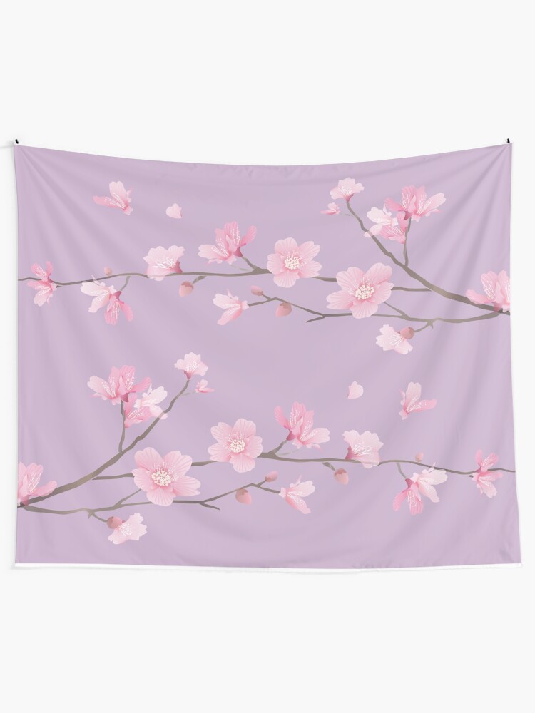 Cherry Blossom Pale Purple Tapestry By Designenrich Redbubble