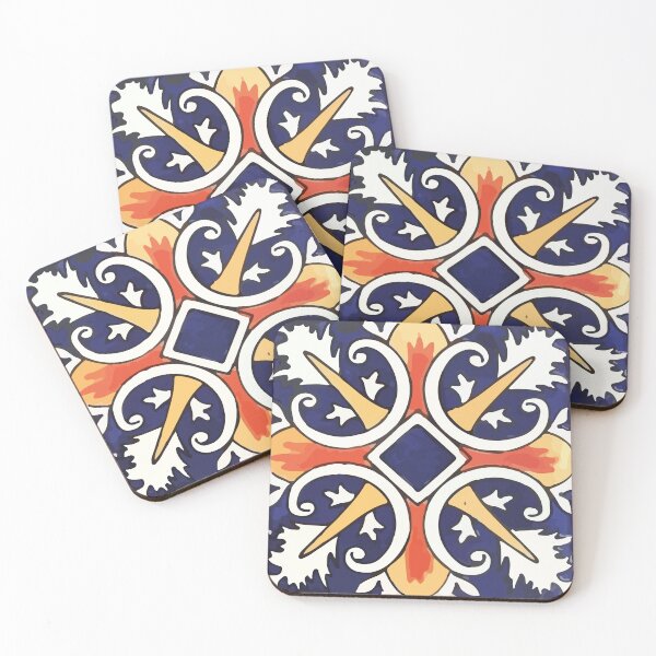Item preview, Cruz flor de lis navy blue mexican talavera tile designed and sold by T-Mex.