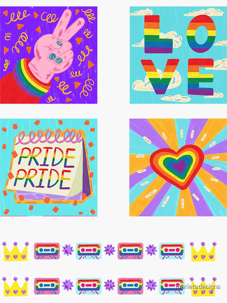 Gay Pride Lgbt Pride Month Illustrations Sticker For Sale By Marietadesigns Redbubble