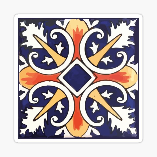 Item preview, Cruz flor de lis navy blue mexican talavera tile designed and sold by T-Mex.