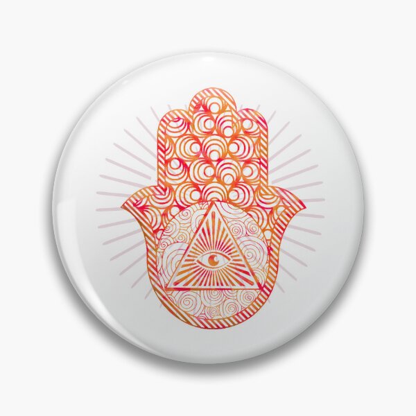 Aperçu de l'œuvre Signe de protection de la main de Hamza - symbole mystique rouge et or créée et vendue par DesignsbyMona.