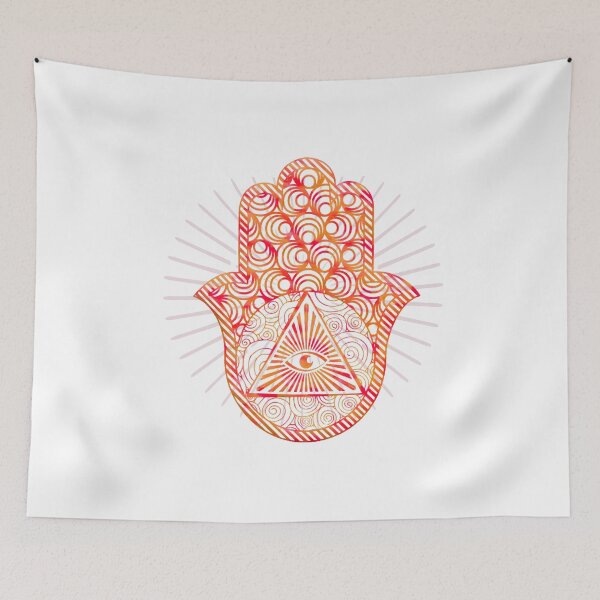 Artikelvorschau, Hand von Hamza schützt Zeichen - rotes und goldenes mystisches Symbol entworfen und verkauft von DesignsbyMona.