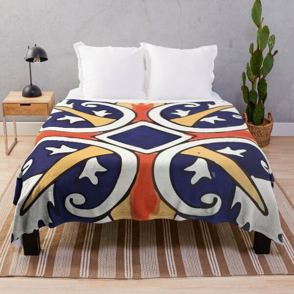 Item preview, Cruz flor de lis navy blue mexican talavera tile designed and sold by T-Mex.