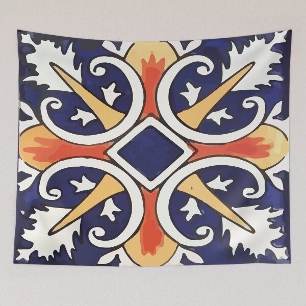 Item preview, Cruz flor de lis navy blue mexican talavera tile designed and sold by T-Mex.