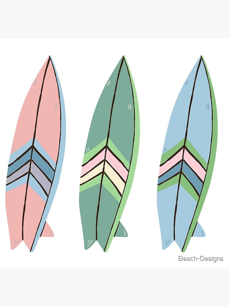 "Triple Preppy Beach Surf Style Surfboard " Poster for Sale by Beach