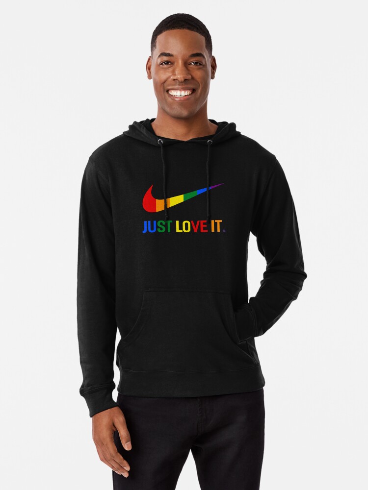 Alternate view of Rainbow Lesbian Gay Pride Lgbt Just Love It Shirt Lightweight Hoodie