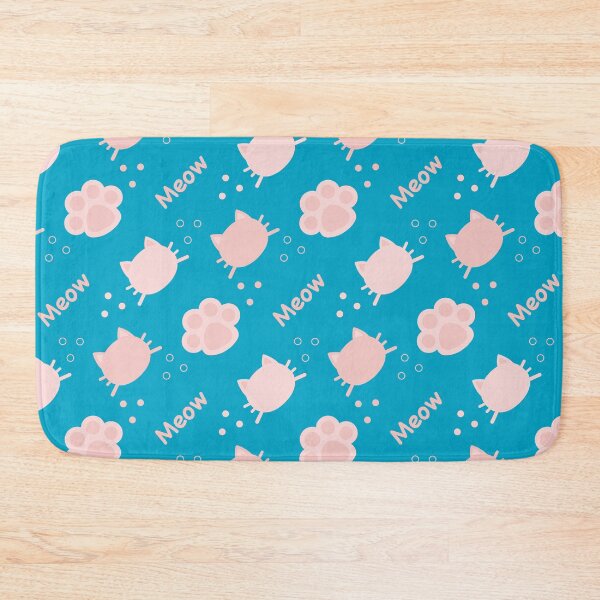Item preview, Baby Pink Cat Meow in Sky Blue BG Animal Wall Paper Pattern designed and sold by Moyanana.