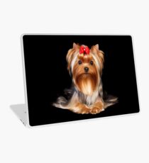 Yorkie with bow Laptop Skin