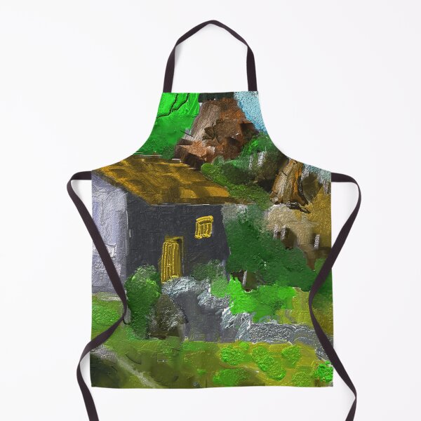 Aperçu de l'œuvre Maison près de la cascade Impasto Paintng créée et vendue par myDigitalArt.